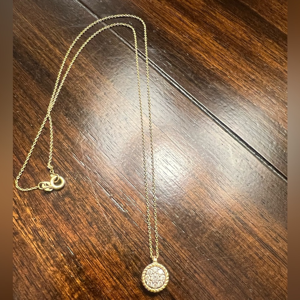 Diamond Cluster 14k Yellow Gold Pendant Necklace